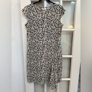 Vintage Kathie Lee Collection 90’s Asymmetrical Black Cream Midi Dress Size L